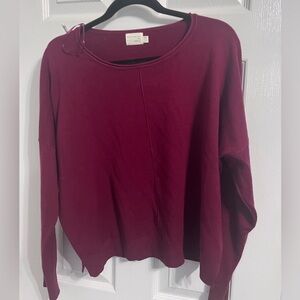 Dreamers by Debut Burgundy Long Sleeve Sweater, Size M/L